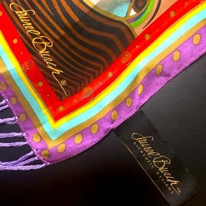 Laurel Burch Silk Scarf- tropical birds & faces